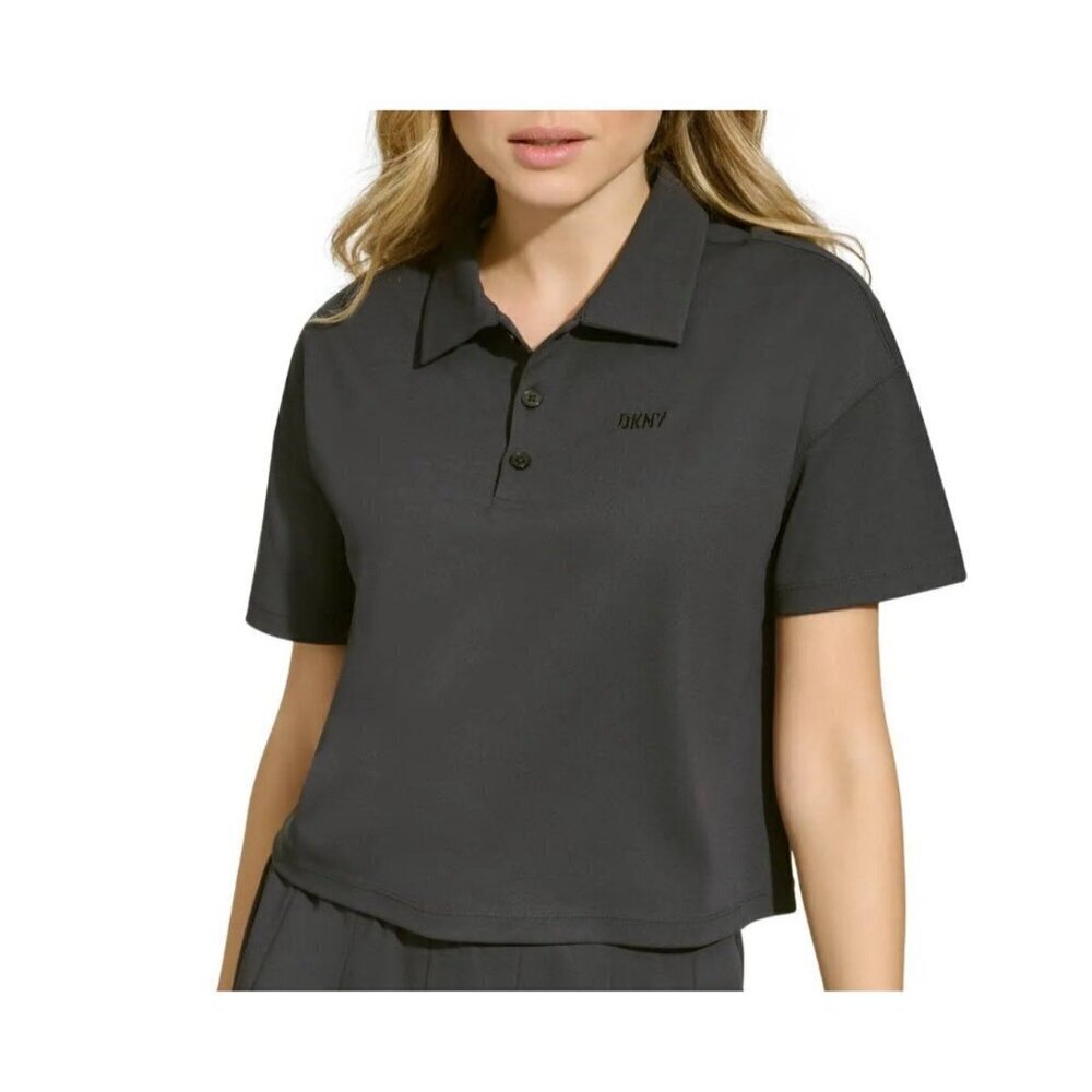 DKNY SportWomen's Tech Piqué Short-Sleeve Cropped Polo Shirt New